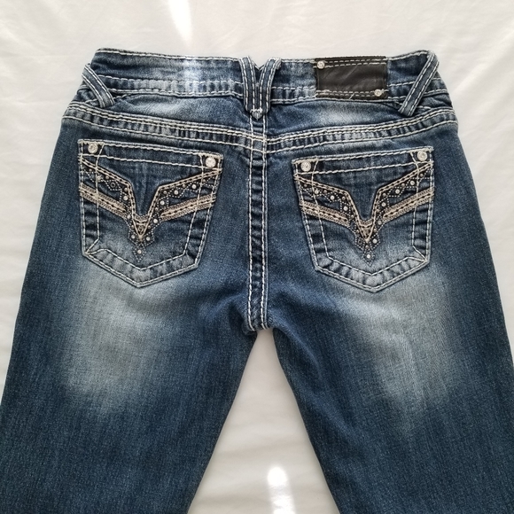 Vigoss Women Jeans Chelsea Slim Boot Embroidery Pockets Size 1/2 - Picture 5 of 16